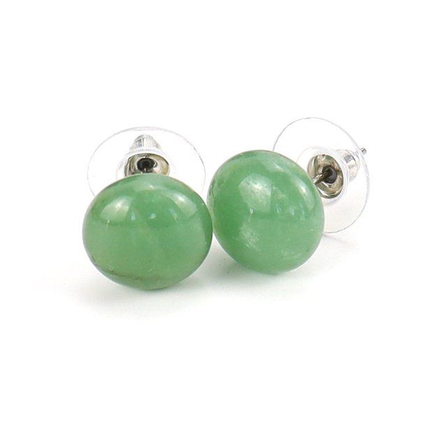Xiao Hua Pendientes de piedra natural personalizados, pendientes de cuentas de pan de piedra de cristal natural, pendientes de cuentas de Mantou de cristal de temperamento simple (verde)