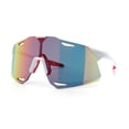 thumbnail image 4 of Mens Oversized Rimless Shield Wrap Sport Plastic Runners Sunglasses White - Red Mirror, 4 of 8