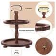thumbnail image 3 of Urban Deco Modern Farmhouse Wooden Decorative Two Tiered Round Trays Serving Tray Stand with Metal Handle in Rustic Brown, 3 of 7