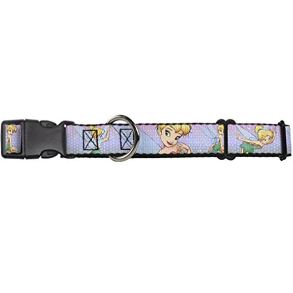buckle-down tinker bell poses purple pink fade disney martingale plastic clip collar