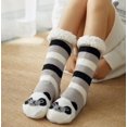 thumbnail image 2 of Arlun 1 Pair Slipper-Socks with Grips for Women Fuzzy Thick Soft Non Slip Cute Cartoon Graphic Animal Patterned Soft Comfort Home Sleeping Cabin Mid-Calf Socks Grey One Size, 2 of 3