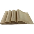 thumbnail image 3 of Set of 4 Table Placemats Mats Washable Easy to Clean Woven Vinyl Table Mats for Kitchen Table Woven 12x18 inches（Gold）, 3 of 13