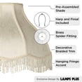 thumbnail image 6 of Victorian Inspired Lamp Shade, 6x17x11 Inches, Cream White Floral Fabric, Scalloped Edge with 2.5" Fringe, Dome Shape, Spider Harp Finial, 6 of 6