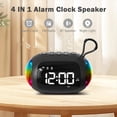 thumbnail image 4 of Reloj Despertador Portátil con Radio FM, Altavoces Bluetooth, Subwoofer con Luz de Colores y Pantalla Atenuable, Reproductor de Música con Alarma Dual A, 4 of 5