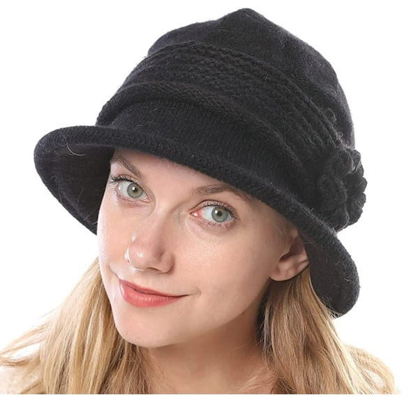 CoCopeaunt Women Plush Warm Knitted Wool Bucket Hat Ladies Slouchy Chunky Beanie Warm Winter Cap