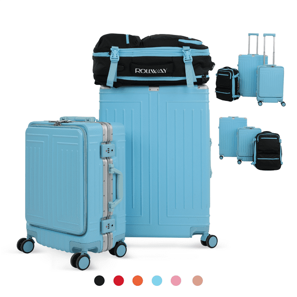 Maletas de Viaje ROLLWAY 20 y 26 Pulgadas con Ruedas y Mochila Color Azul RW-LU04