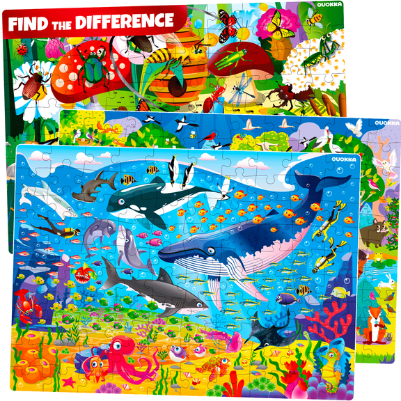 Quokka Children Learning Puzzle - 100 Pieces Floor Jigsaw for Kids Ages 3-10 - Dino, Forest, Ocean Animals