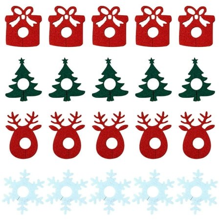 

40pcs Wine Glass Felt Rings Markers Christmas Themed Wine Glass Drink Tags