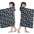 thumbnail image 4 of Blue Sun Moon Pattern Hooded Bath Towel，60"x35" for Ages 3 To 12 Kids, Quick Dry Lightweight Soft Microfiber Hood Beach Towel Cover Up for Kids, 4 of 7