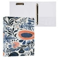 thumbnail image 3 of Navy Blue Floral Pattern 12.4x10.6in PVC Round Ring Binders, 2-Pack, D-Ring 3-Hole, Metal Clip, 3 of 10