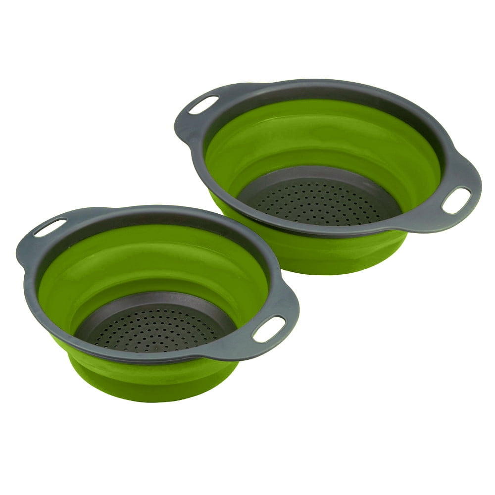 2pcs New Kitchen Collapsible Silicone Colander Fruit Vegetable Strainer