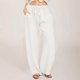 thumbnail image 1 of WILLBEST Pantalones Casuales de Mujer, Pantalones Anchos, Cintura Larga, Cordón Ajustable, Lino, Elásticos, Pierna Lisa, Cómodos para Uso Diario. XXXL, 1 of 4