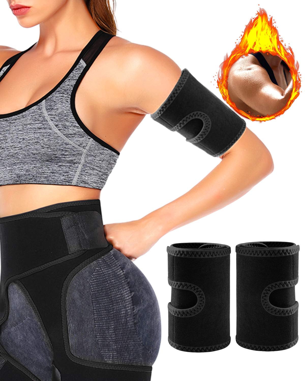 Arm Trimmers Wraps for Slimmer Arms-Lose Fat Neoprene Gym Armbands Fat Burning 