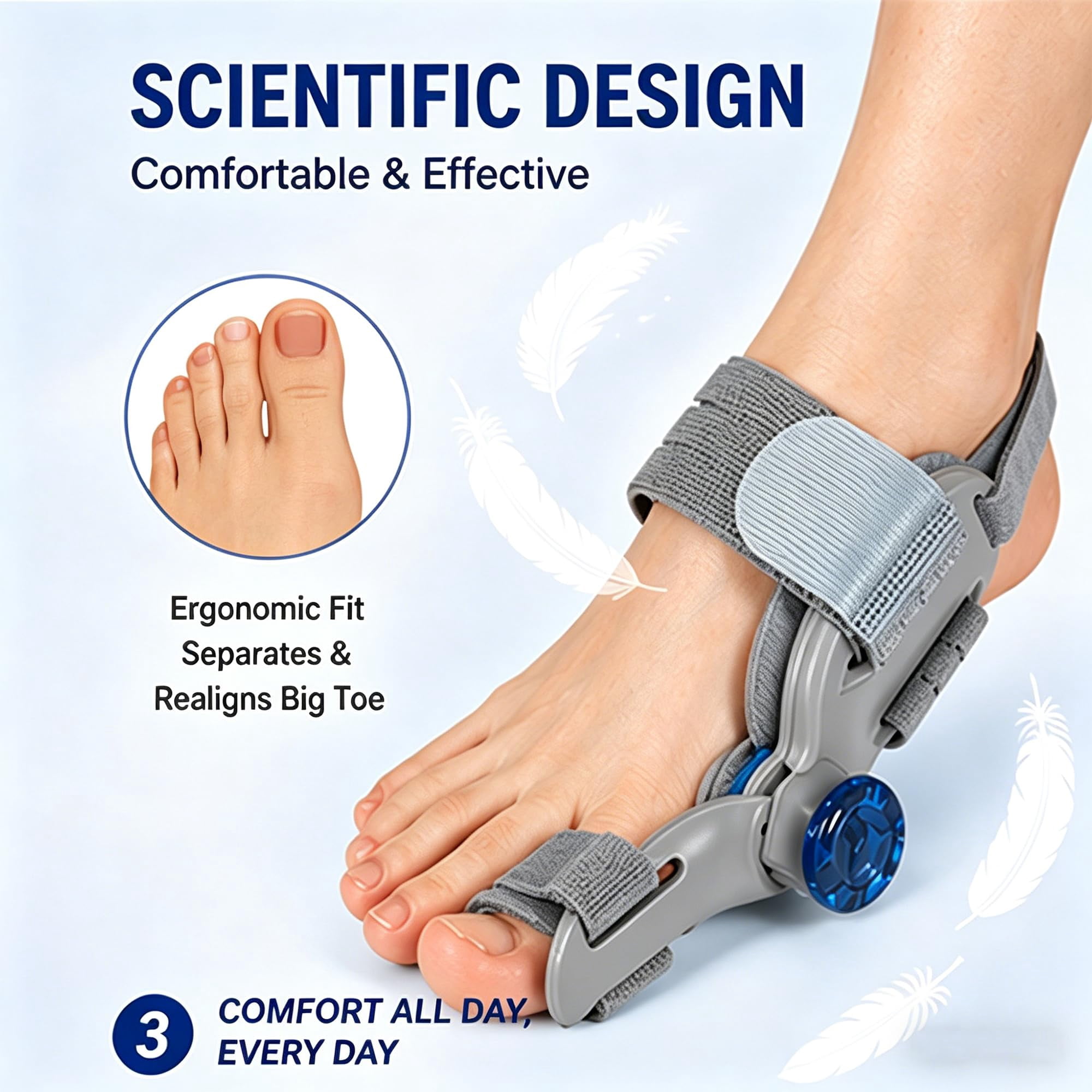 Nuleri Corrector de Juanetes, Adjustable Bunion Corrector for Women and Men with Tension Knob, Big Toe Straightener Splint, Left or Right Foot
