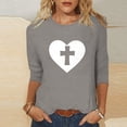 thumbnail image 1 of TaTaai Spring Top for Women Easter Cross Print 3/4 Sleeve Round Neck Casual Loose Fit T Shirt Fashion Blouse Soft Lightweight for Summer Daily Outing Gift, 1 of 6