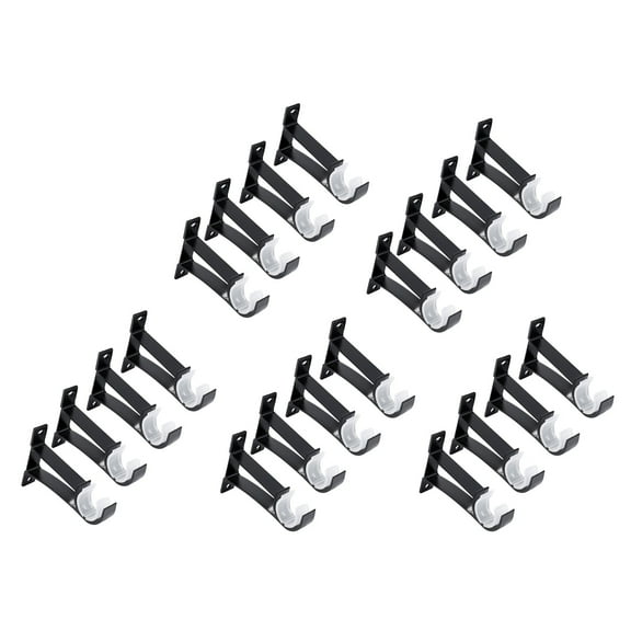 20 Pack Single Curtain Rod Brackets for Drapery Aluminum Alloy Heavy Duty Holders (Black)