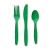 Premium Plastic Cutlery Assortment Emerald Green,Pack of 24