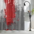 thumbnail image 2 of Abstract Art Shower Curtain, 36" x 72", Red Grey Wall Mottled Texture Minimalist Modern Waterproof Bathroom Curtain Washable Shower Curtain Set with 12 Hooks, 2 of 8