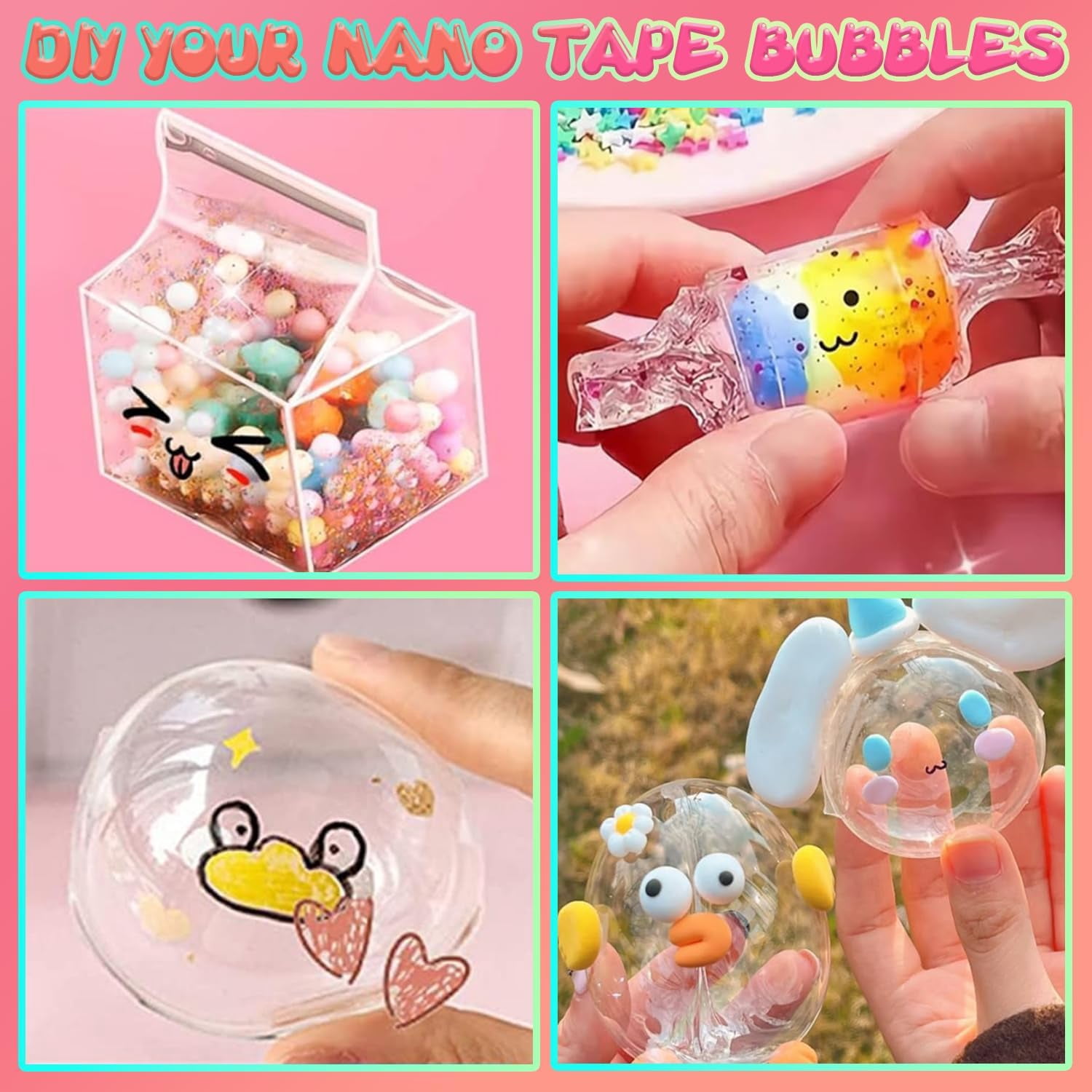 JTgugu Nano Tape Bubbles Set – DIY Bastelset Mit Klebeband, Knete, Glitzer & Werkzeug