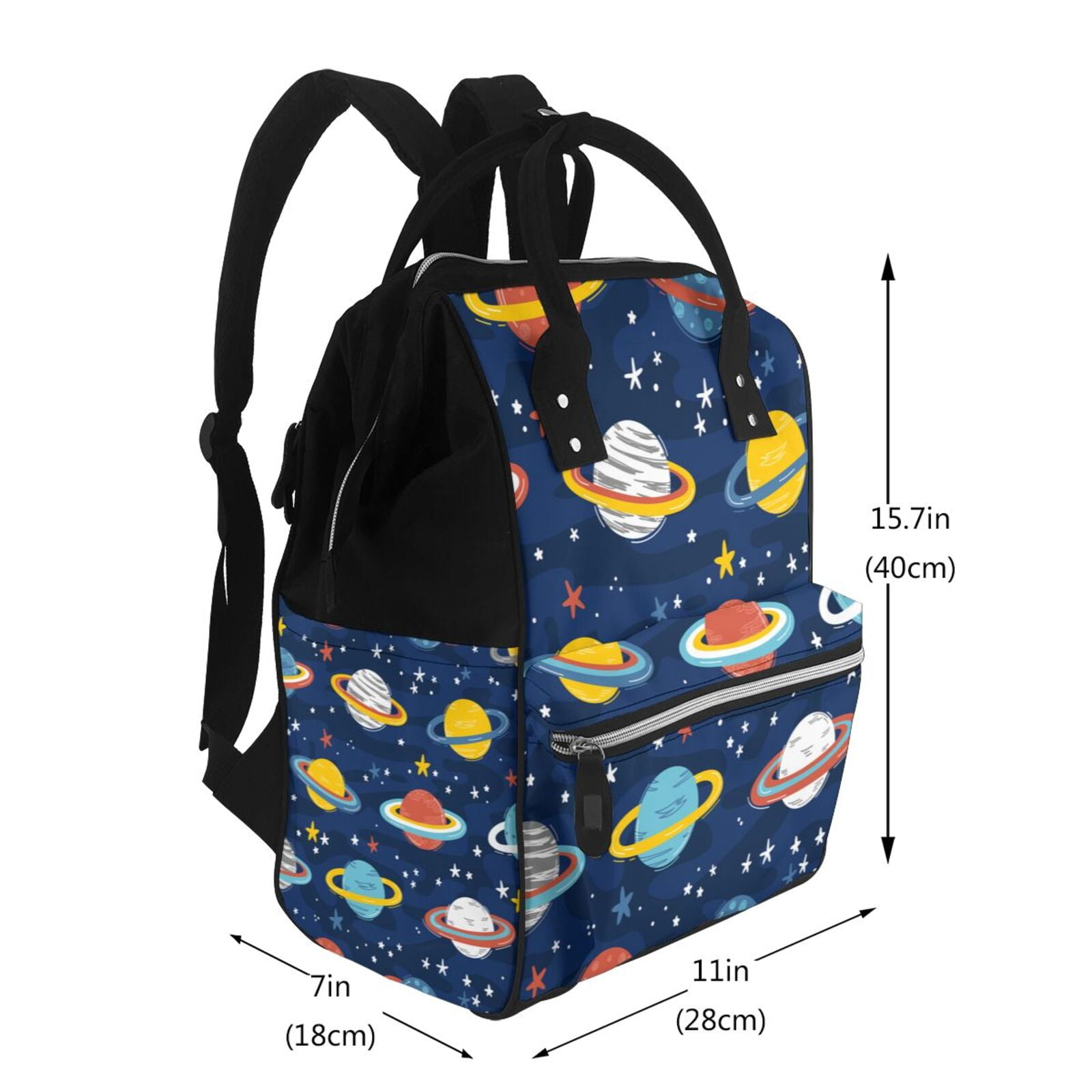 Ratiio Planets and Stars Mummy Backpack - Waterproof Twill Canvas, Large Capacity Diaper Bag with Multiple Pockets and Adjustable Straps