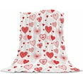 thumbnail image 6 of Love Valentine Throw Blanket, Boho Hearts Designed Super Soft and Warm Fleece Blanket, Red and White Hearts Fuzzy Soft Throw Blanket for Couch Bed Sofa, 40" x 50", 6 of 6