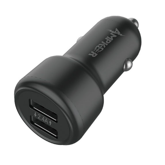 12W/2.4A Fast Charging Dual USB Port Car Charger for BLU G90 Pro, G90 - Black