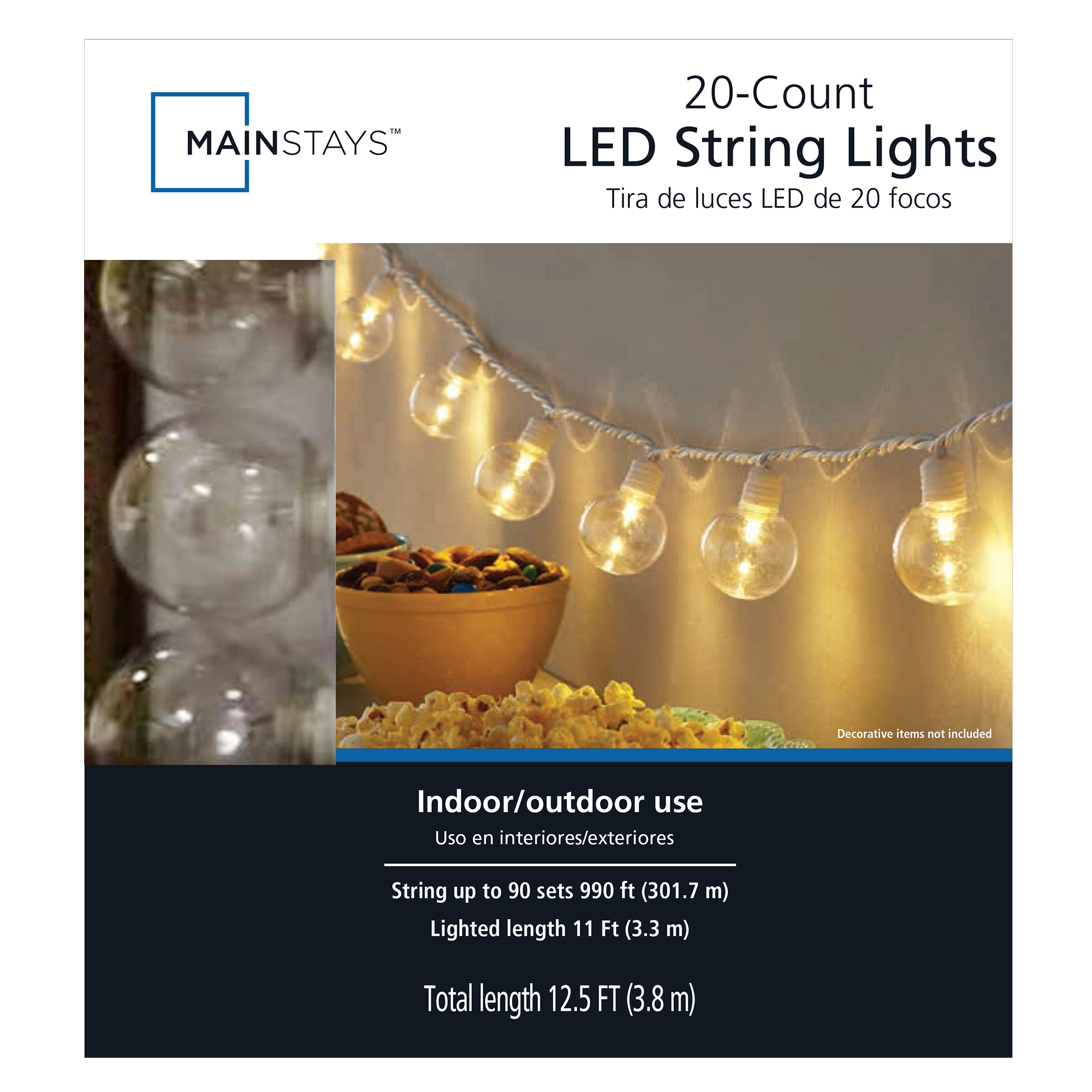 Mainstays LED G40 Globe String Lights, Warm White, 20-Count, 12 Feet photo 6