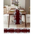 thumbnail image 3 of Merry Christmas Burlap-Cotton Table Runner 72 Inches Long,Red Xmas Poinsettia Botanical Farmhouse Table Runners,Outdoor Dining Tablecloths Decor for Baby Shower Party Wedding 13x72, 3 of 9