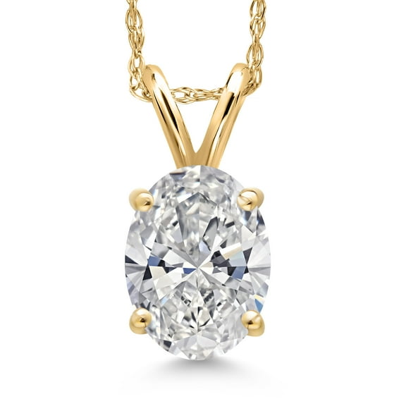 Gem Stone King 1.50 Ct IGI Certified White Lab Grown Diamond Pendant Necklace for Women in 14K Yellow Gold | Pear Shape | E-F Color | VS1-VS2 Clarity | With 18 inch Chain