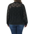 thumbnail image 3 of Agnes Orinda Women's Plus Size Jacke Floral Lace Sheer Long Sleeve Zip Up Lightweight Baseball Jackets 1X Black, 3 of 6