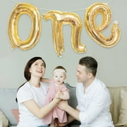 Way to Celebrate! Gold Foil Balloon Party Decoration,1st Birthday Air Filled Balloon Banner