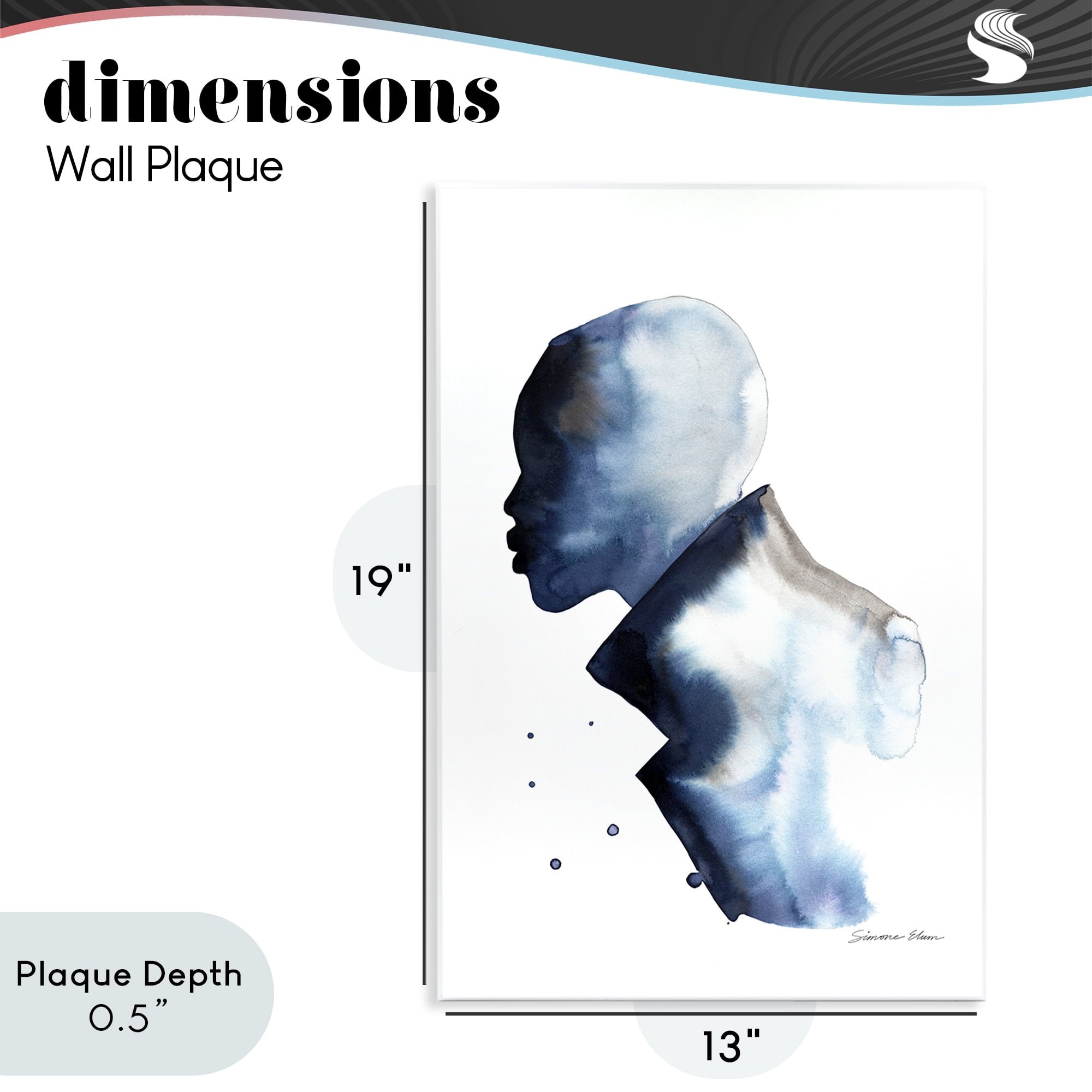 Stupell Industries Feeling Blue Portrait Silhouette Wall Plaque Art, design by Simone Elum