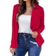 thumbnail image 2 of Gibobby Blazer mujer casual Blazer de ante sintético con cordón frontal abierto para mujer Chamarra delgado para mujer(Rojo,G), 2 of 5
