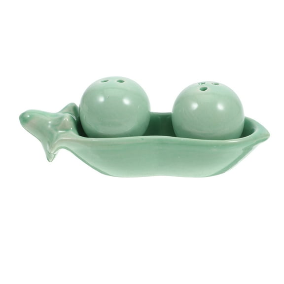 HONMEET 1Set Ceramic Pea Shape Salt and Pepper Shaker Light Green Mexican Kitchen Decor