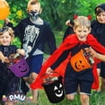 thumbnail image 5 of PMU Halloween Jack-O-Lantern Trick or Treat Pail Bucket - Candy Gift Basket for Kids - Pumpkin Plastic Buckets - Halloween Décor -9 Inch Assorted Colors (Orange,Purple,Black) Pkg/3, 5 of 5