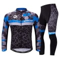 thumbnail image 1 of Mens Bicycling Jersey Set Long Sleeve MTB Riding Suits Quick Dry Cycling Shirts with Cycle Pants Padded Blue XXL, 1 of 10