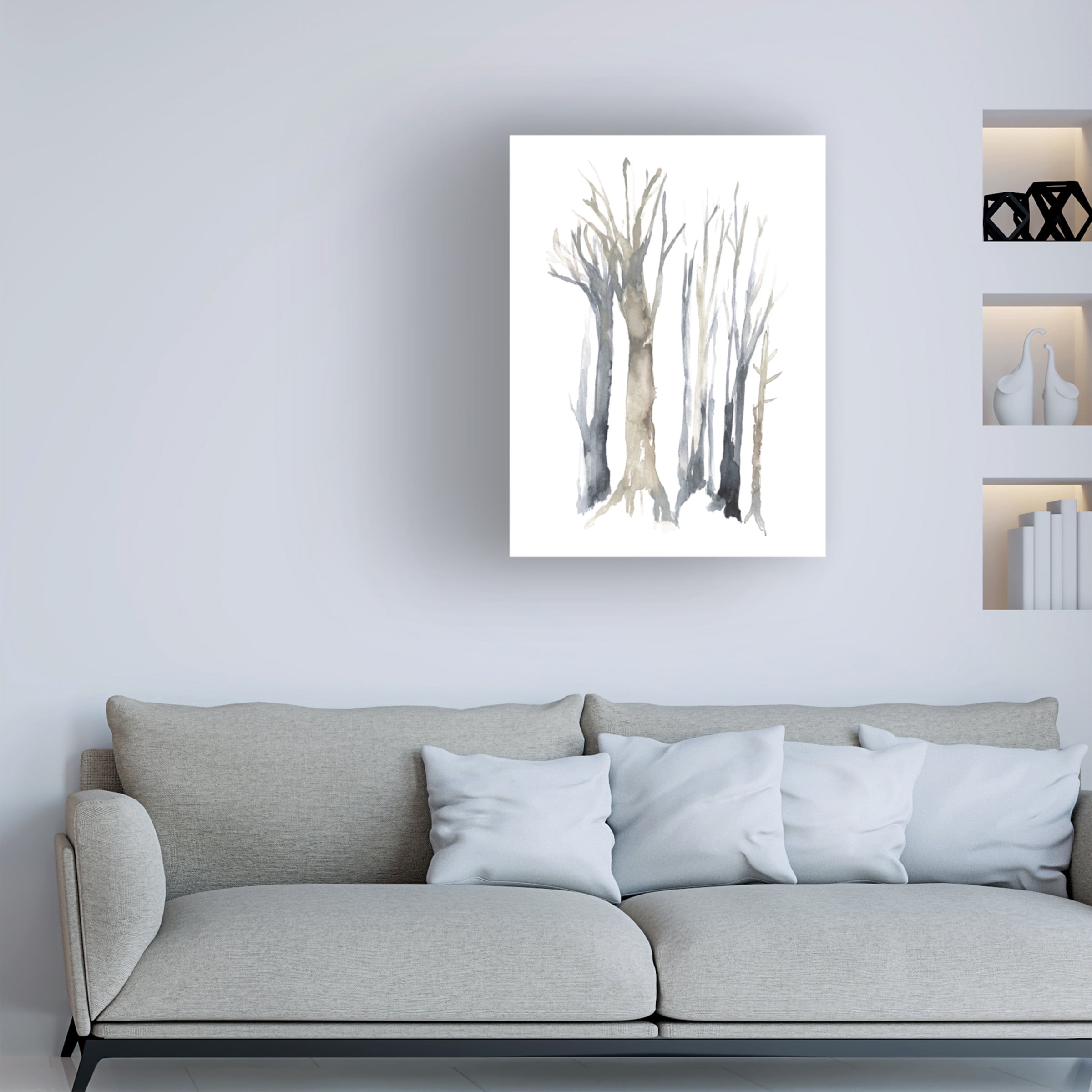 Jennifer Goldberger 'Neutral Treeline II' Canvas Art
