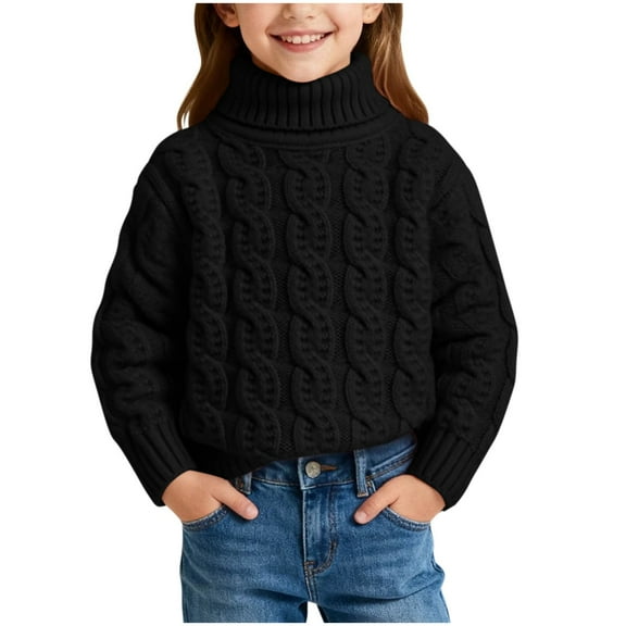 Kids Girl Boy Tops Blouses for Kid Collared Turtleneck Neck Sweater Crochet Thermal Knit Plain Winter Fall Shirts 2025 Clothes Trendy Regular Fit