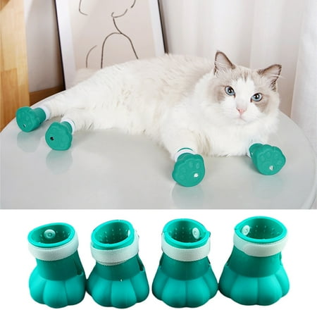 Zruodwans 4Pcs Cat Boots for Cats  Anti-Scratch Cat Feet Covers Adjustable Prickly Anti-Off Shoes for Cat Silicone Cat Paw Protector Boots for Cats of Various Sizes for Cat Bathing and Shaving