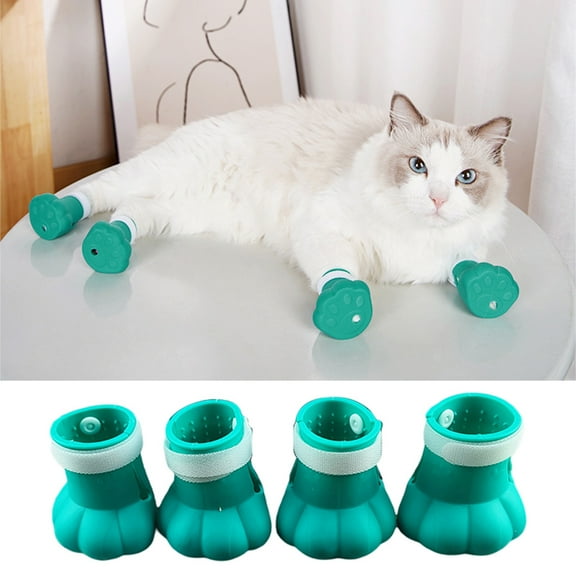 Kripyery 4Pcs Cat Claw Covers Fastener Tape Anti-shedding Exquisite Anti-scratch Pet Cat Kitten Paw Nail Covers Boot Pet Supplies
