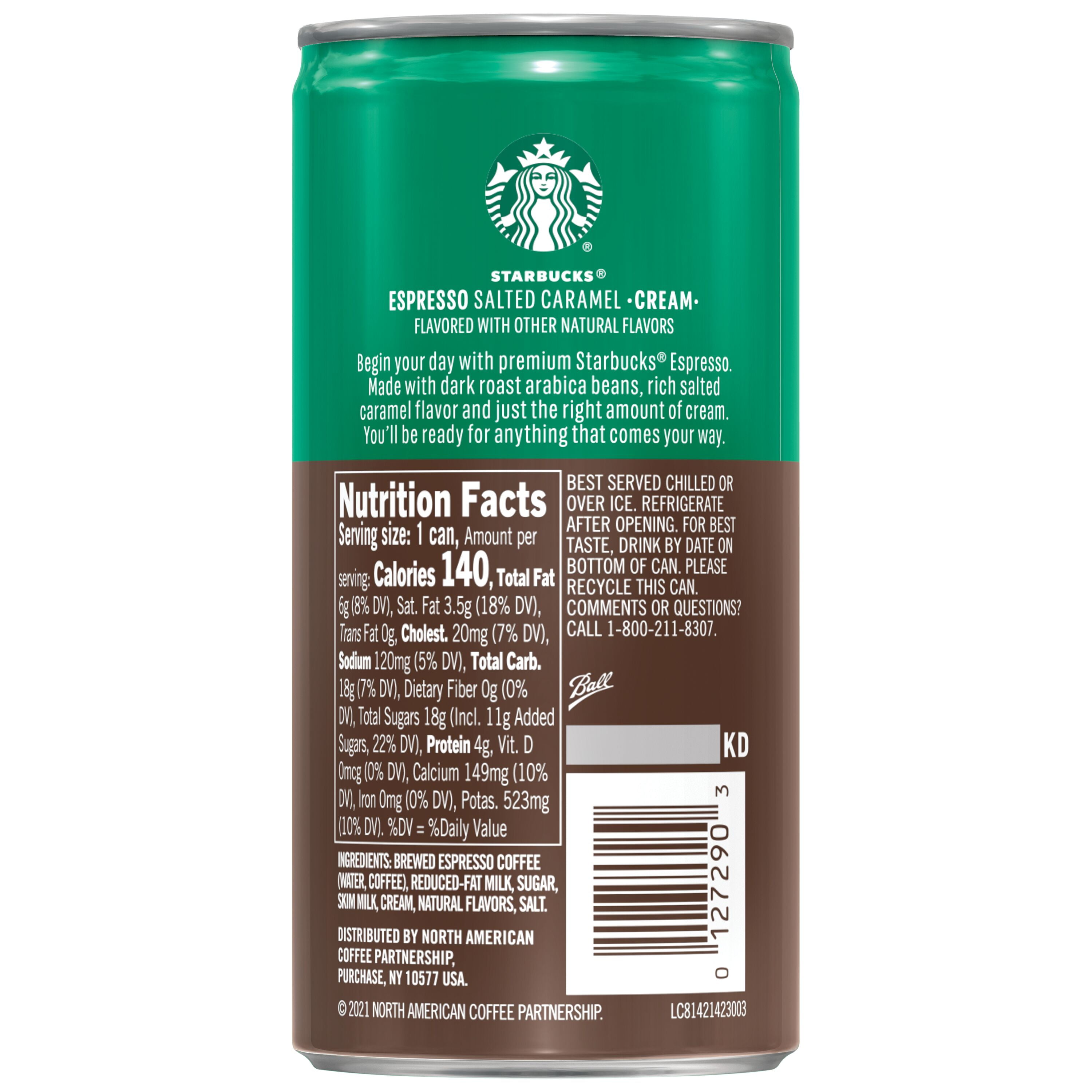 Starbucks Doubleshot Espresso & Salted Caramel Cream Premium Iced Coffee Drink, 6.5 fl oz, 12 Pack Cans