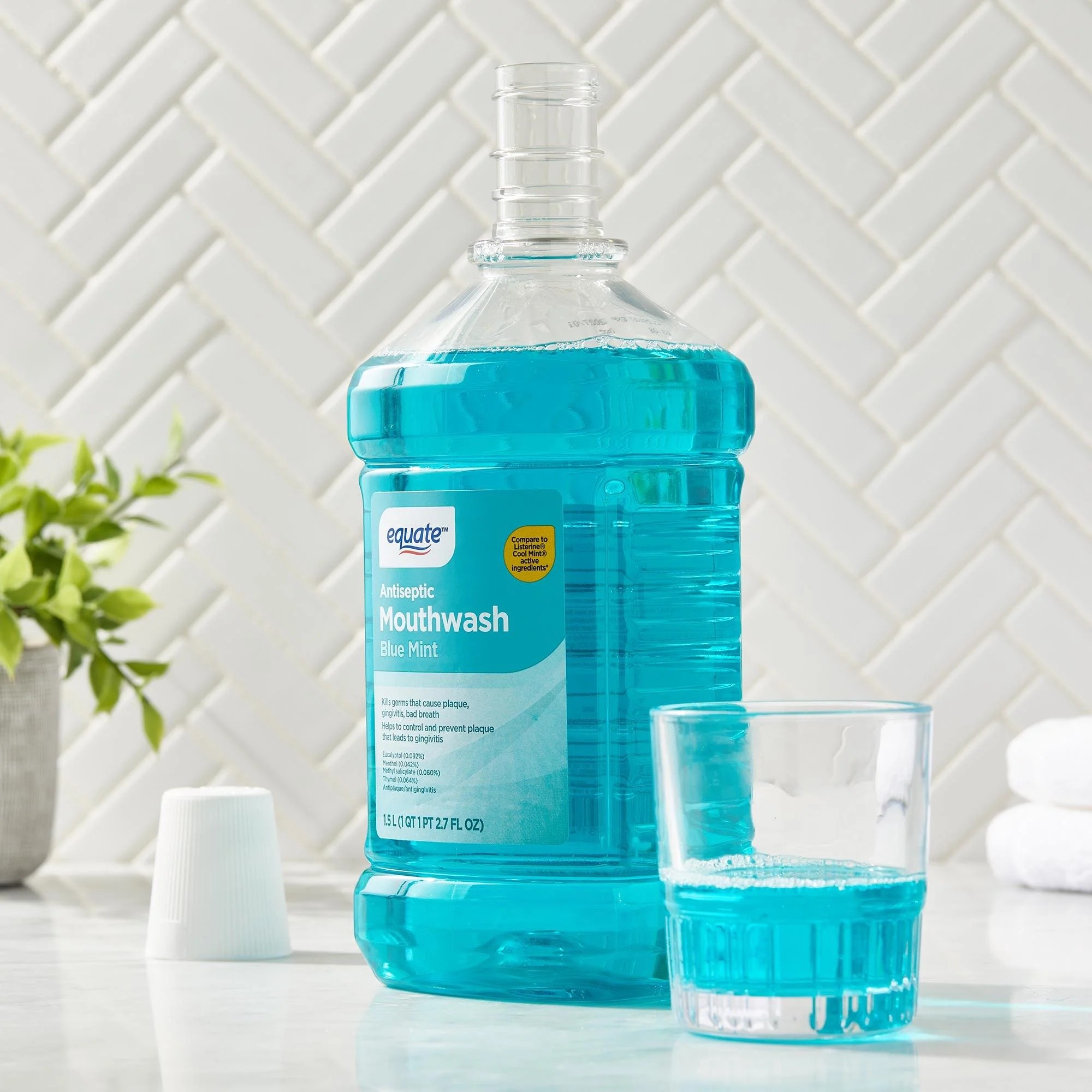 Equate Enjuague Bucal Antiséptico, Menta Azul, 1.5 L 2