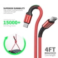 thumbnail image 5 of Esoulk 4ft USB-C to USB-C 30W 3A Fast Charge/Data Sync Nylon Braided Cable for Motorola Razr/Razr+ Plus (2024) - Red, 5 of 8
