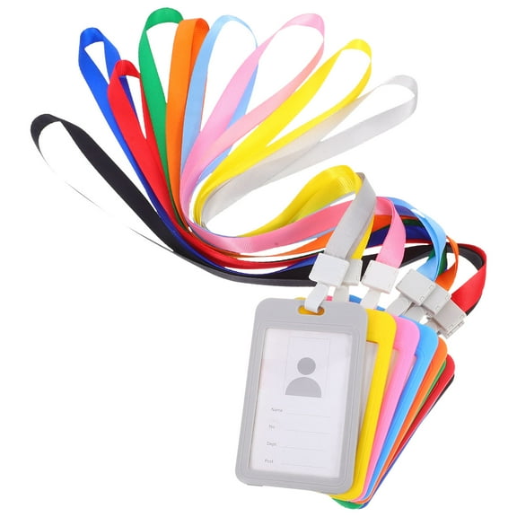 STRANDCHIC Dual Sided Card Holder with Lanyard, Assorted Color, for Office, 9Pcs