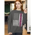 thumbnail image 2 of Breast Cancer Support Pink Ribbon Fight US Flag Crewneck Sweatshirt, 2XL, Charcoal, 2 of 5