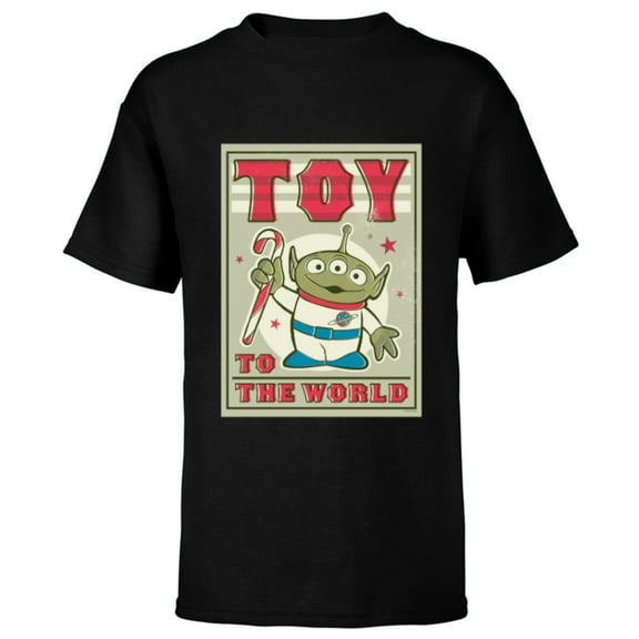 Disney and Pixar’s Toy Story Alien Holiday Toy to the World - Short Sleeve T-Shirt for Kids - Customized-Black