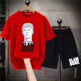thumbnail image 1 of Chándal de verano para hombre, Camiseta de algodón con estampado de Anime Slam Dunk, pantalones cortos, conjunto de entrenamiento holgado, ropa deportiva de baloncesto, camisetas de gran tamaño, 1 of 4