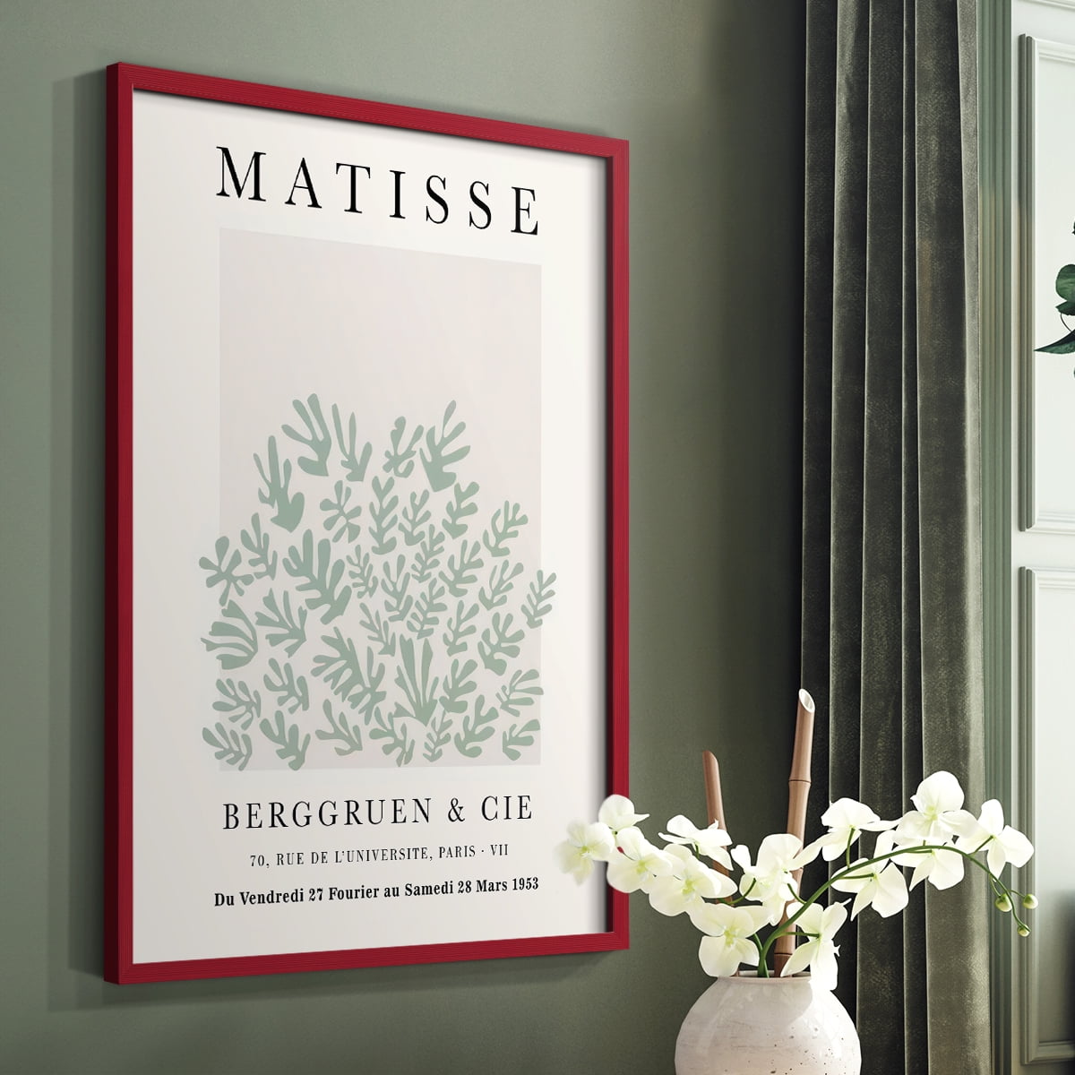 Matisse CLXXIII Framed Print in Red Solid Wood 22 x 28 Framed Print