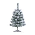 thumbnail image 2 of 1.5 Ft Christmas Tree Green Tabletop Christmas Tree with Snow Flocked Mini Xmas Pine Tree with Plastic Stand for Indoor Outdoor Holiday Home Decoration, 2 of 6