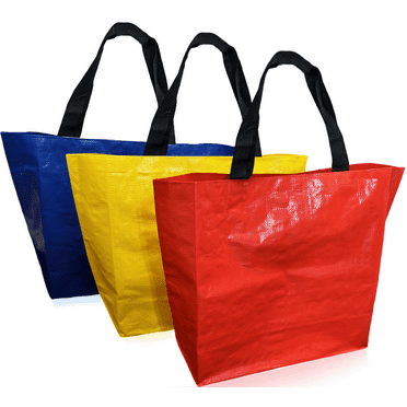 3PCS Extra Large Reusable Shopping Grocery Bags with Handles Colorful Woven Plastic Waterproof Lightweight Tote Bags(Random Color)
